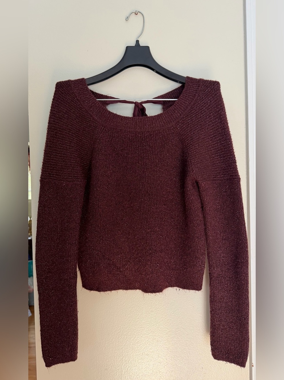 Abercrombie & Fitch Maroon Tie-Back Knit Sweater